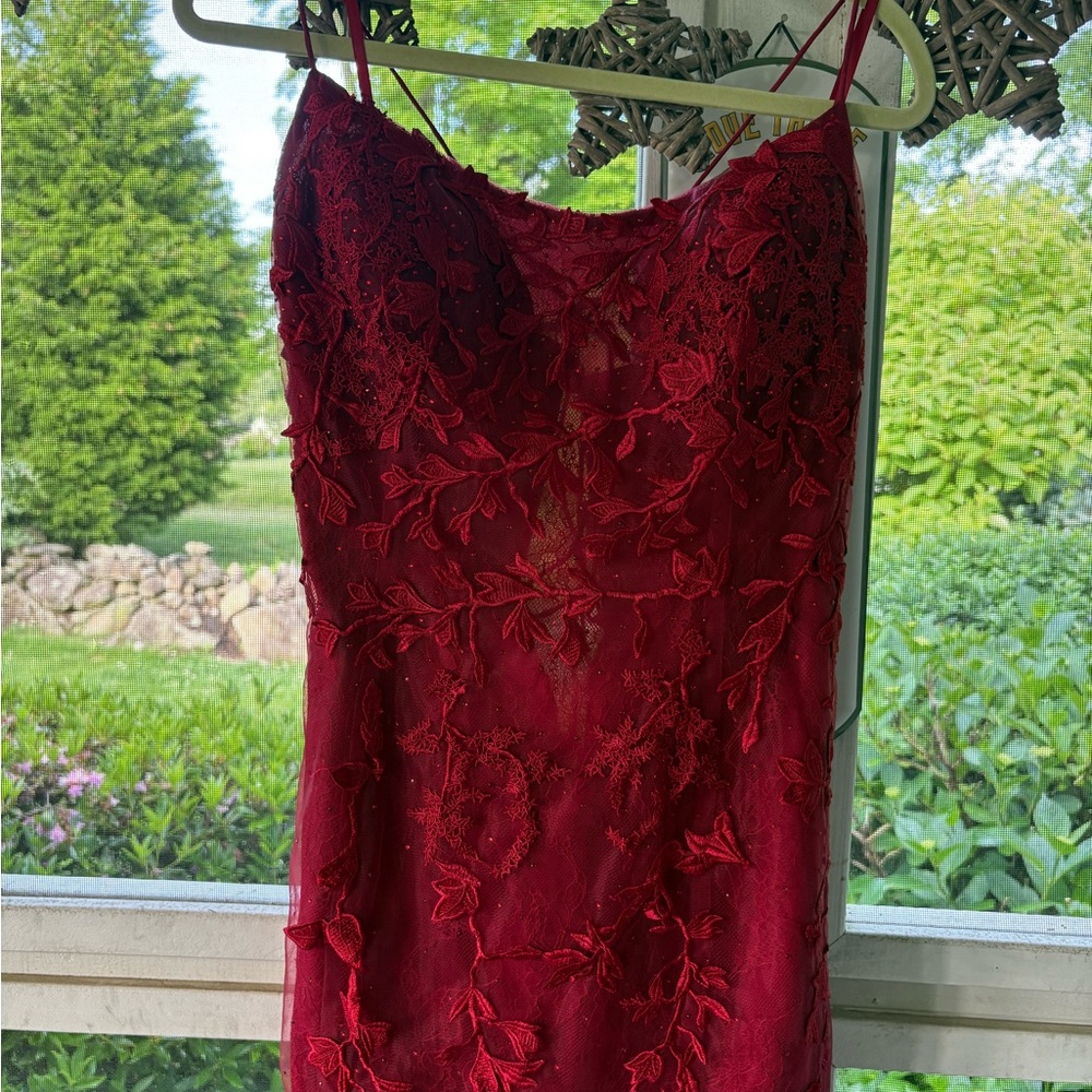 Elegant Red Lace Mini Dress
